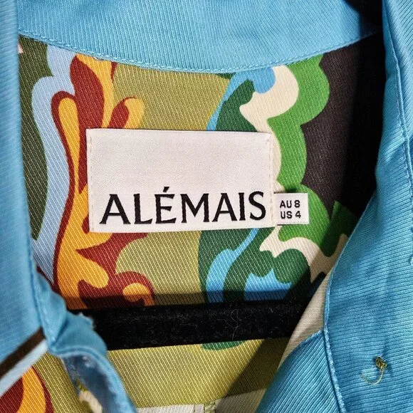 Alemais Disco Daisy Green Yellow Floral Belted Maxi Shirtdress Size AU 8 US 4 - Picture 6 of 16